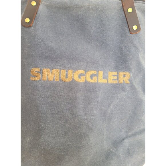 General Knot & Co Smuggler Waxed Canvas Portfolio Tote Bag Leather Straps Blue - Picture 5 of 10